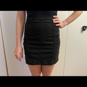 Free people black denim mini skirt